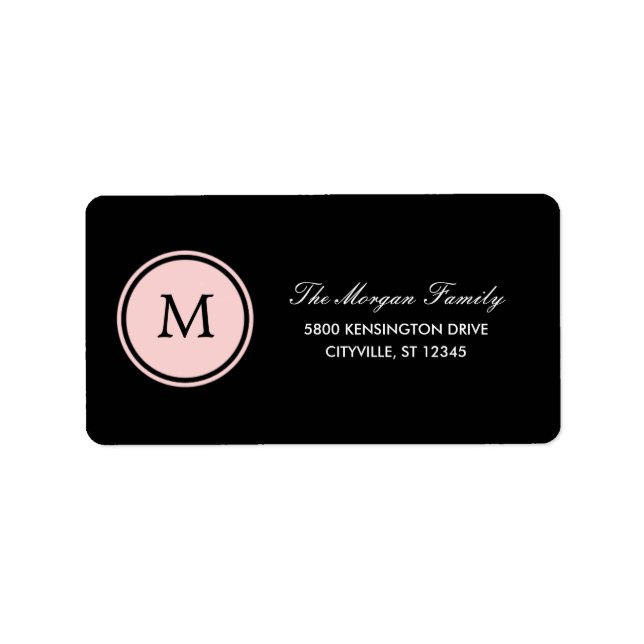 Runda Monogram-Adressetiketter Adressetikett (Framsidan)