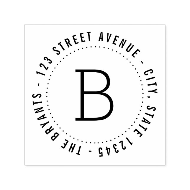 Runda Monogram Returadress Self-Inking Frimärke Självfärgande Stämpel (Design)