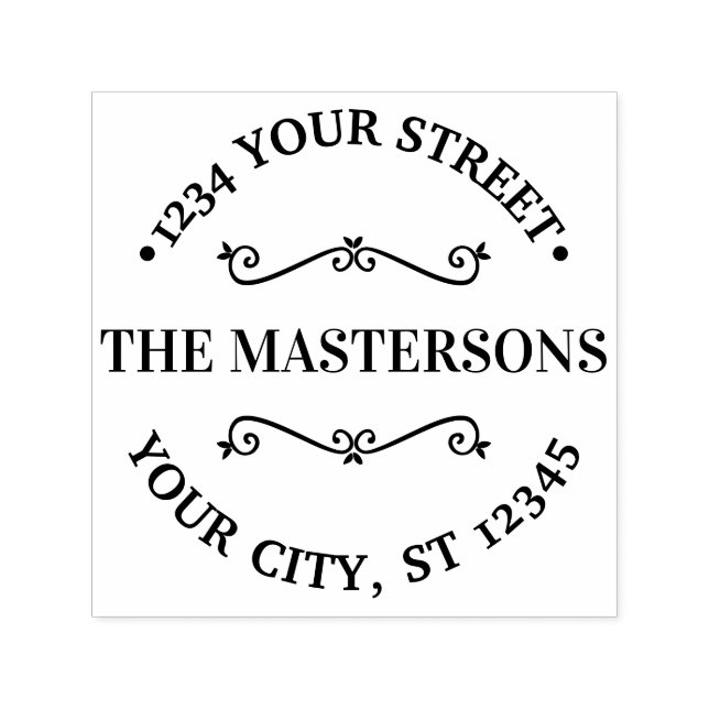 Runda Namn-Returadressen med Finare-dividerad nr 1 Självfärgande Stämpel (Design)