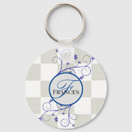 Runda nyckelkedjan Monogrammed Personlig Nyckelring