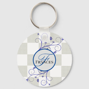 Runda nyckelkedjan Monogrammed Personlig Nyckelring