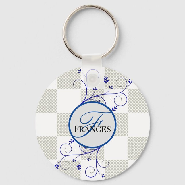 Runda nyckelkedjan Monogrammed Personlig Nyckelring (Framsida)