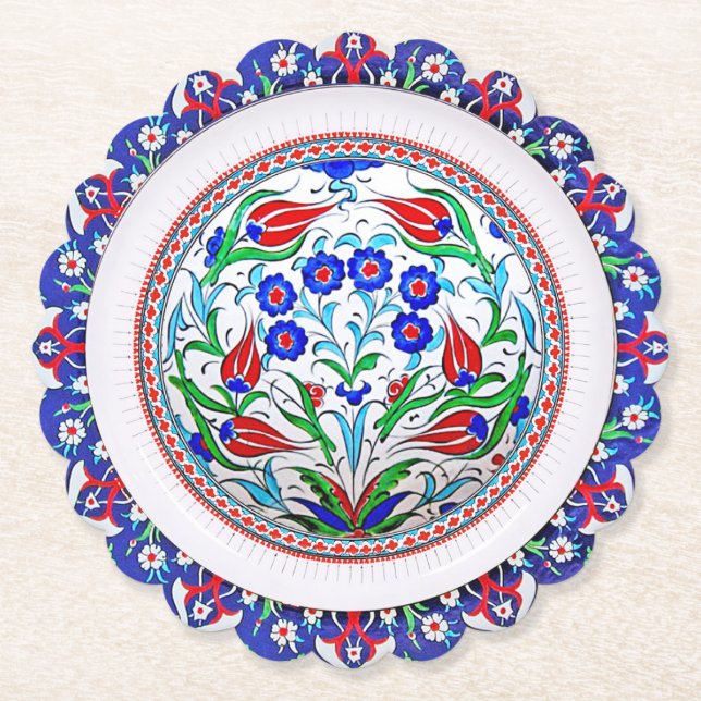 Runda Pappersbrickar med Vågig Kant Underlägg Papper (Framsida)