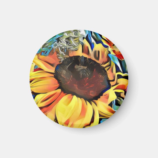 Runda Pastel Solrosolneten Magnet (Framsidan)