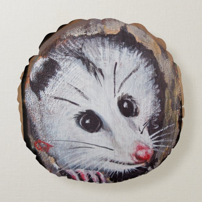 Runda Pillow Wildlife Oppossums Rund Kudde (Framsidan)