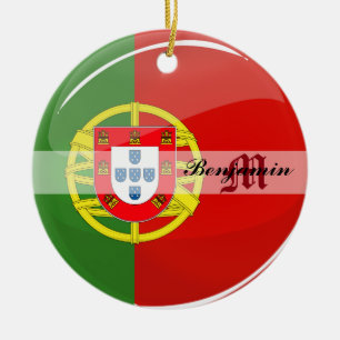 Runda portugisiska Flagga Julgransprydnad Keramik