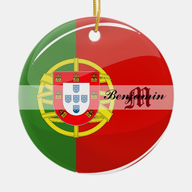 Runda portugisiska Flagga Julgransprydnad Keramik (Framsidan)