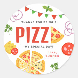 Runda presentkortsetiketter för pizzafest runt klistermärke