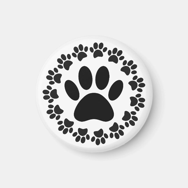Runda Ram Hund Paw Skriv ut Mönster Magnet (Framsidan)