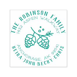 Runda Rustic Gräs Cone Family Namn Returadress Självfärgande Stämpel