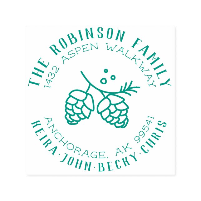 Runda Rustic Gräs Cone Family Namn Returadress Självfärgande Stämpel (Design)