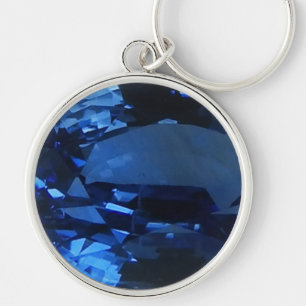 Runda Sapphire-nyckelkedjan Rund Silverfärgad Nyckelring