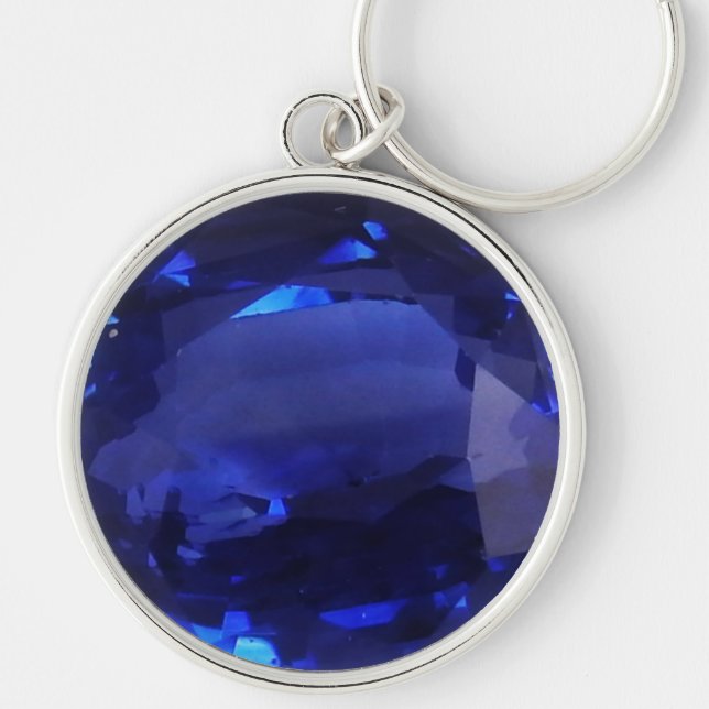 Runda Sapphire-nyckelkedjan Rund Silverfärgad Nyckelring (Framsidan)