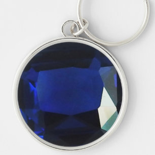 Runda Sapphire-nyckelkedjan Rund Silverfärgad Nyckelring
