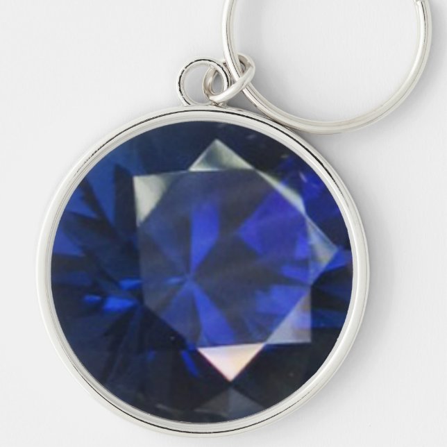 Runda Sapphire-nyckelkedjan Rund Silverfärgad Nyckelring (Framsidan)