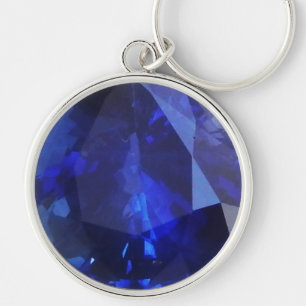 Runda Sapphire-nyckelkedjan Rund Silverfärgad Nyckelring