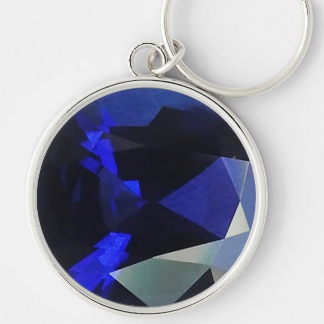 Runda Sapphire-nyckelkedjan Rund Silverfärgad Nyckelring (Framsidan)