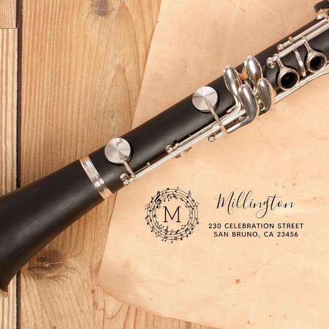 Runda skript och Returadress i Musik noter Namn Självfärgande Stämpel (Skapare uppladdad)