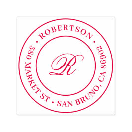 Runda skript-Returadressen Initial Family Namn Självfärgande Stämpel