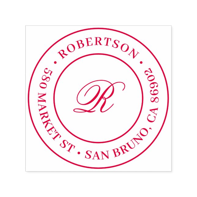 Runda skript-Returadressen Initial Family Namn Självfärgande Stämpel (Design)