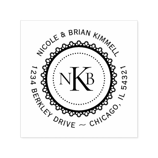 Runda Snöre Initialer Monogram Skapar ditt eget Självfärgande Stämpel (Design)