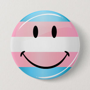 Runda som ler Transgenderflagga Knapp