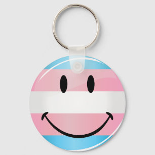 Runda som ler Transgenderflagga Nyckelring