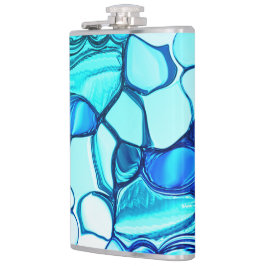 Runda som stenar i skuggor liknande akvamarin fickplunta