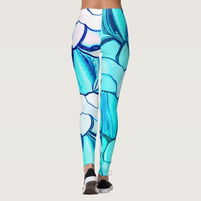Runda som stenar i skuggor liknande akvamarin leggings (Baksida)