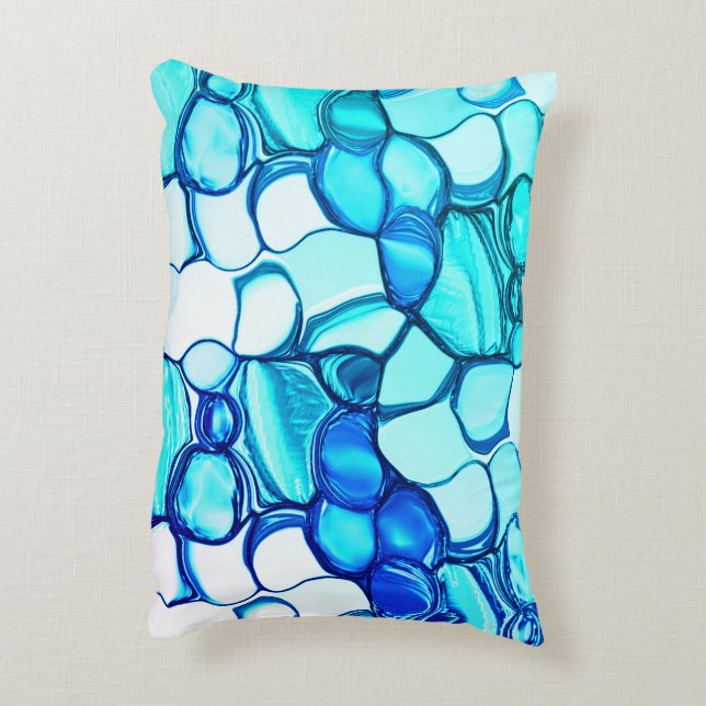 Runda som stenar i skuggor liknande akvamarin prydnadskudde (Baksidan(Vertikal))