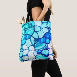 Runda som stenar i skuggor liknande akvamarin tygkasse