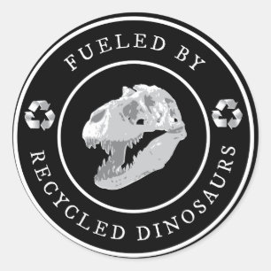 Runda som tankas av återanvända Dinosaurs - vit Runt Klistermärke
