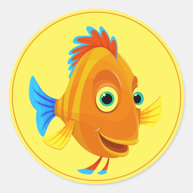 Runda Stickers-Fish Runt Klistermärke (Framsida)