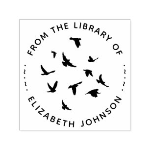 Runda typograffåglar Bibliotek Självfärgande Stämpel
