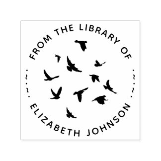 Runda typograffåglar Bibliotek Självfärgande Stämpel