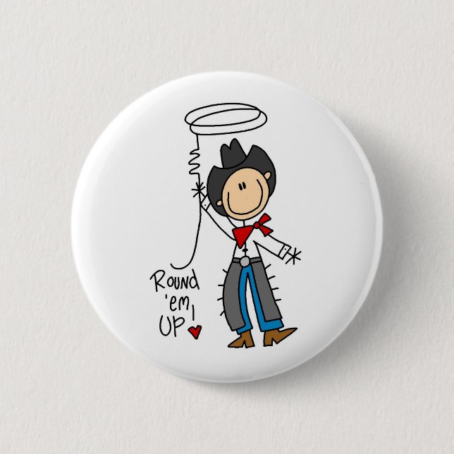 Runda upp dem! Cowboystick figur knäppas Knapp (Framsida)