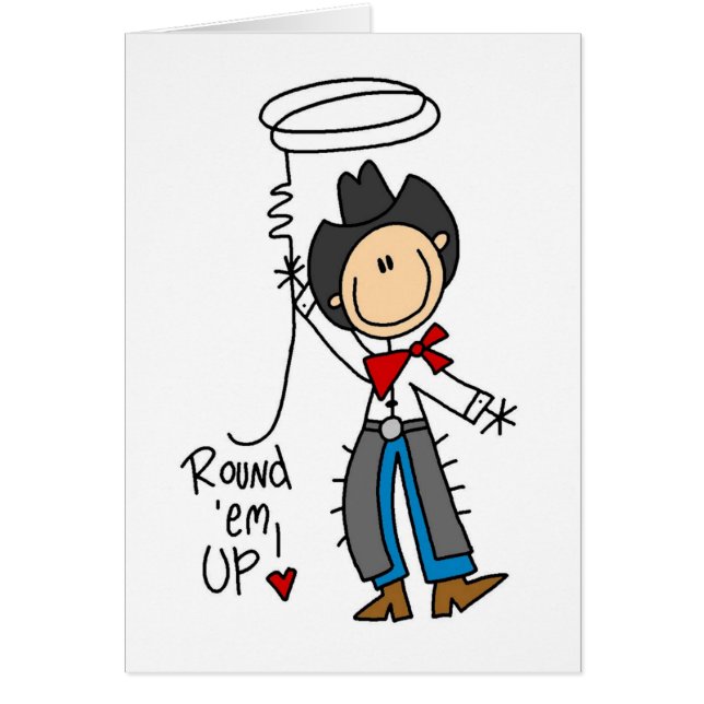 Runda upp dem! Cowboystick figurkort Hälsningskort (Framsidan)