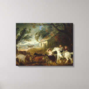 Runda upp, för stormen, 1805 (olja på panel) canvastryck