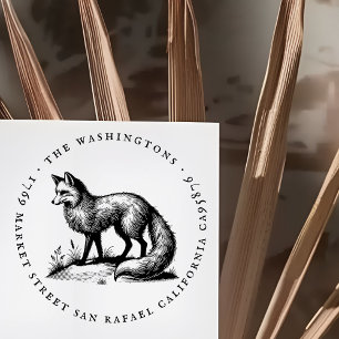 Runda Vintagen Fox Family Namn Returadress Stämpel