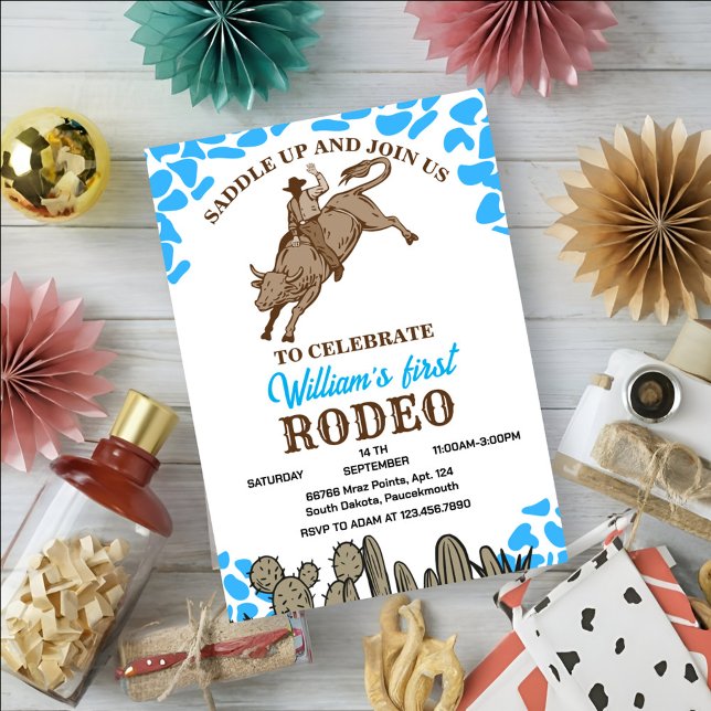 Rundad första rodeo 1:a Party-födelsedagen Inbjudningar (Skapare uppladdad)
