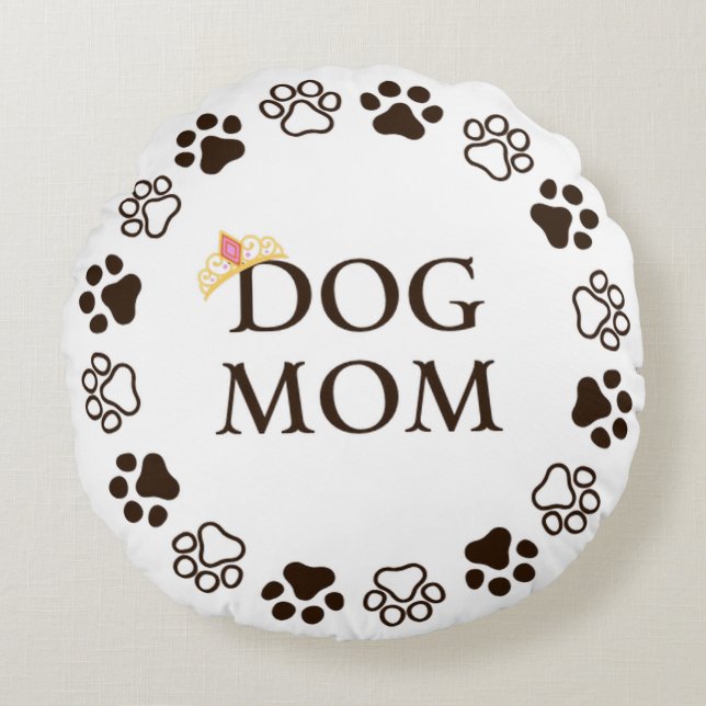 Rundad fyllning för bästa Hund Mamma Rund Kudde (Framsidan)