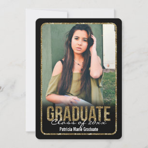 Rundad Glitter Photo Studenten Inbjudningar