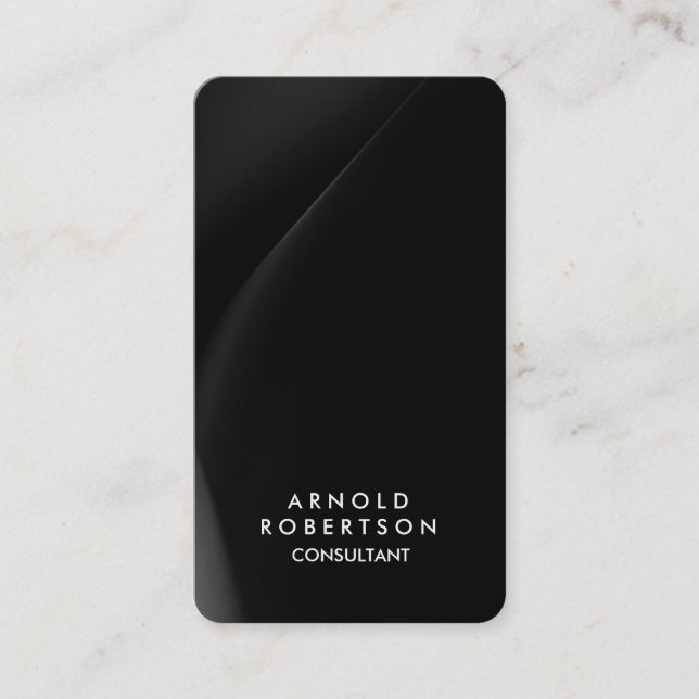 Rundad Grått Black-Elegant Visitkort (Framsida)