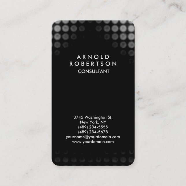 Rundad hörner Grått Black Elegant Mönster Visitkort (Framsida)
