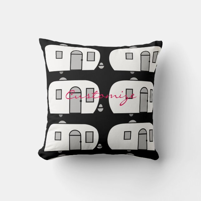 Rundad husvagn för vintageklassikersläp kudde (Framsida)