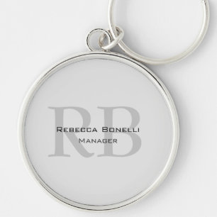 Rundad vit Grått Monogram Manager Rund Silverfärgad Nyckelring