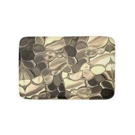 Rundade former i brons färg eller beige, glansig badrumsmatta