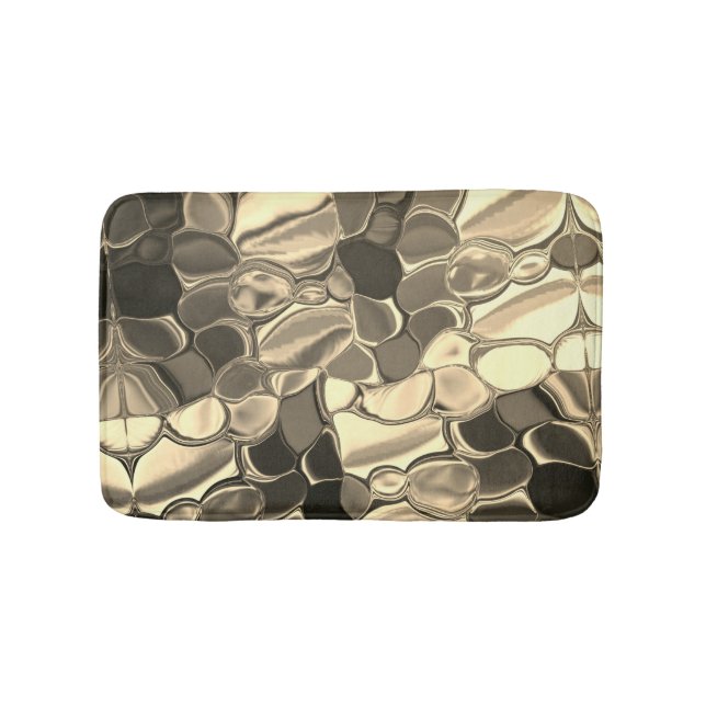 Rundade former i brons färg eller beige, glansig badrumsmatta (Framsidan)