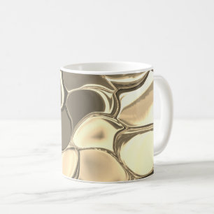 Rundade former i brons färg eller beige, glansig kaffemugg