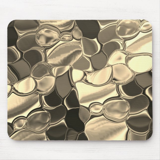 Rundade former i brons färg, glansigt ljus guld? musmatta (Framsidan)